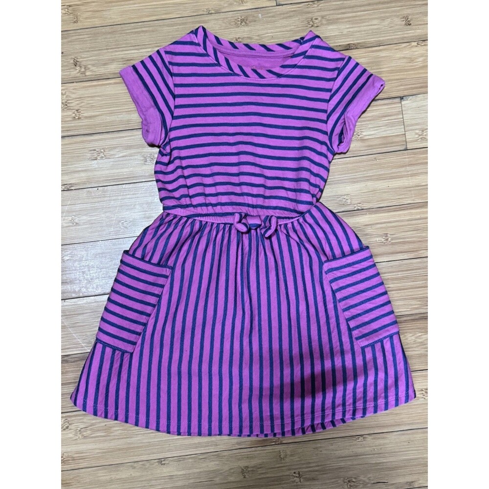 Cat & Jack baby girls purple & dark blue striped 2 piece outfit set size 8/10